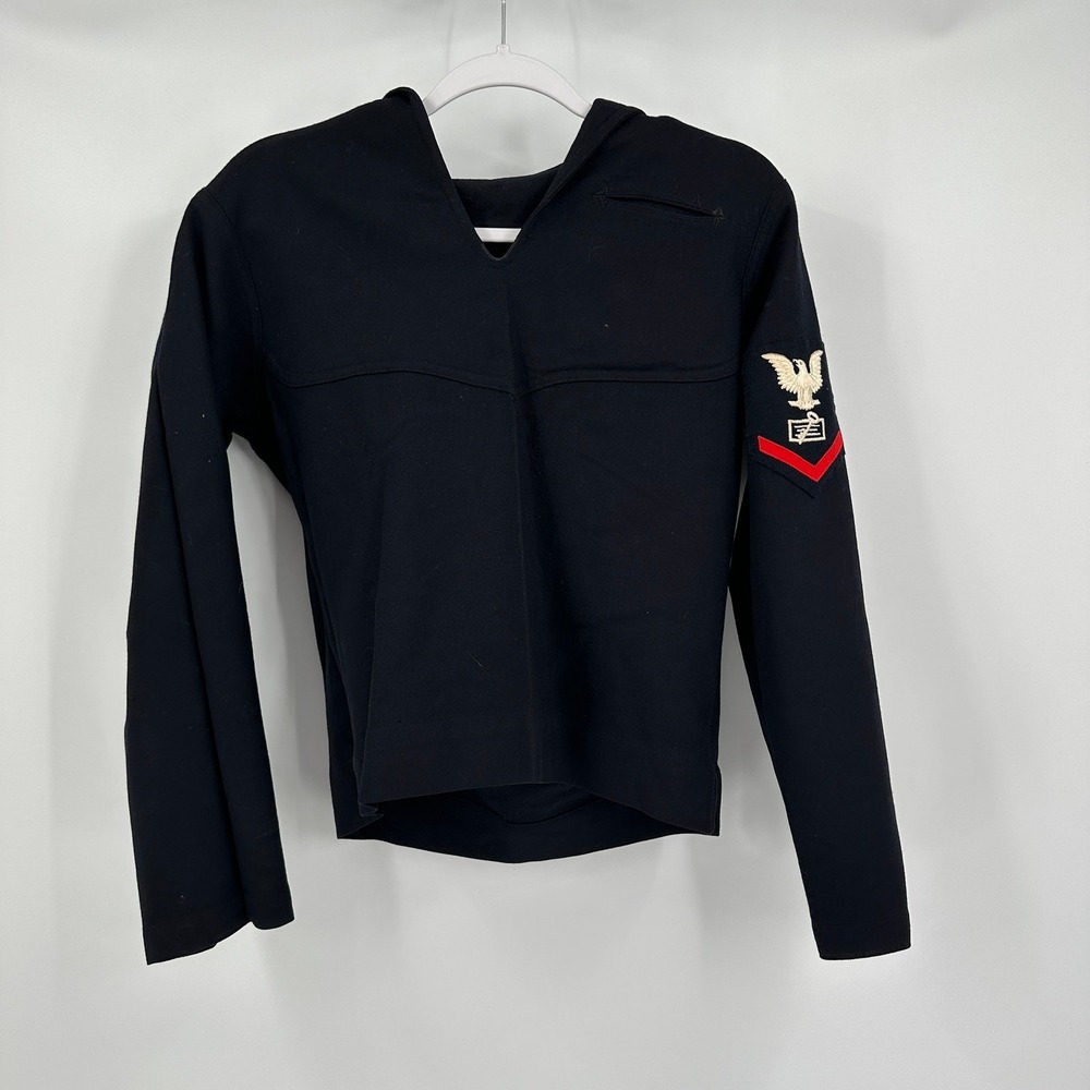 Vintage Naval Clothing Factory US Navy Wool Sailor Jumper Shirt Blue Size 34